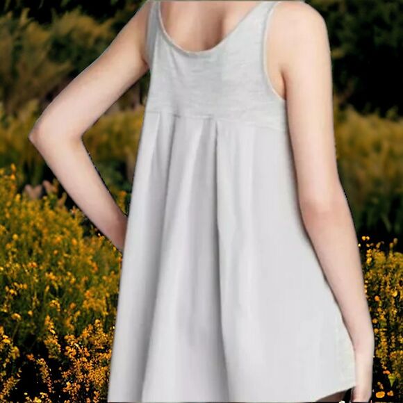 Eileen Fisher Gray Silk/Cotton Crepe De Chine Tank - Picture 1 of 8